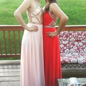 Sequin Hearts red prom dress